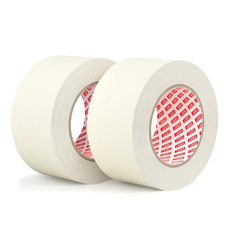 SWRT Masking Tape 2 Inche Wide × 55Yds– 2 Rolls (110 Yards Total), Strong Adhesive, Clean Removal, Beige White Painter’s Tape for Painting, Labeling, Crafts, Home & Office Use - Image 1